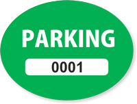 Green Numbered Oval Parking Decal