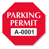 Parking Permit Octagon Shaped Sticker