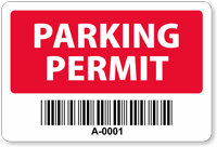 Parking Permit Window Decal with Barcode, Sequentially Numbered