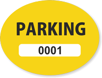 Yellow Numbered Oval Parking Decal