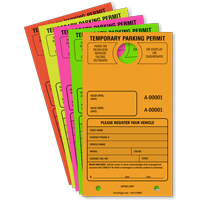 Temporary Parking Permit Mirror Hang Tag Pass, 10pt Cardstock, SKU